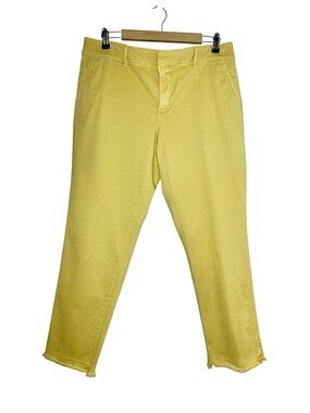 Loft Cotton Blend Yellow Wash Frayed Hem Versatile Girlfriend Chino Pants 14